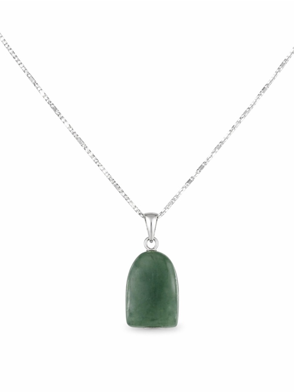 Vintage Sterling Silver 925 Green Jade Stone Pendant Necklace